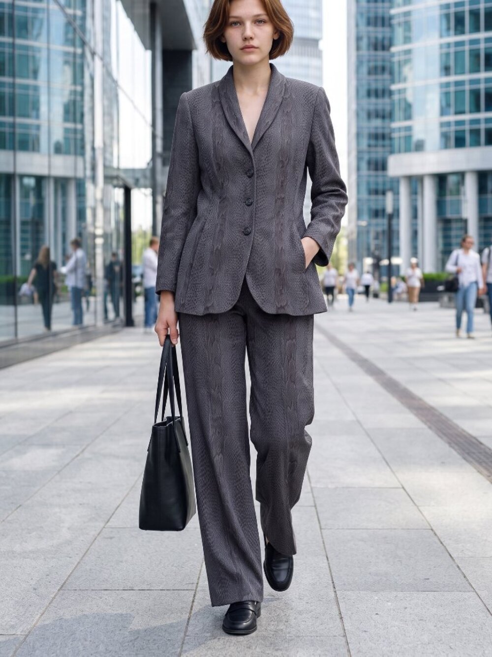 Olivier Strelli jacquard snake shawl collar vintage pant suit Belgium